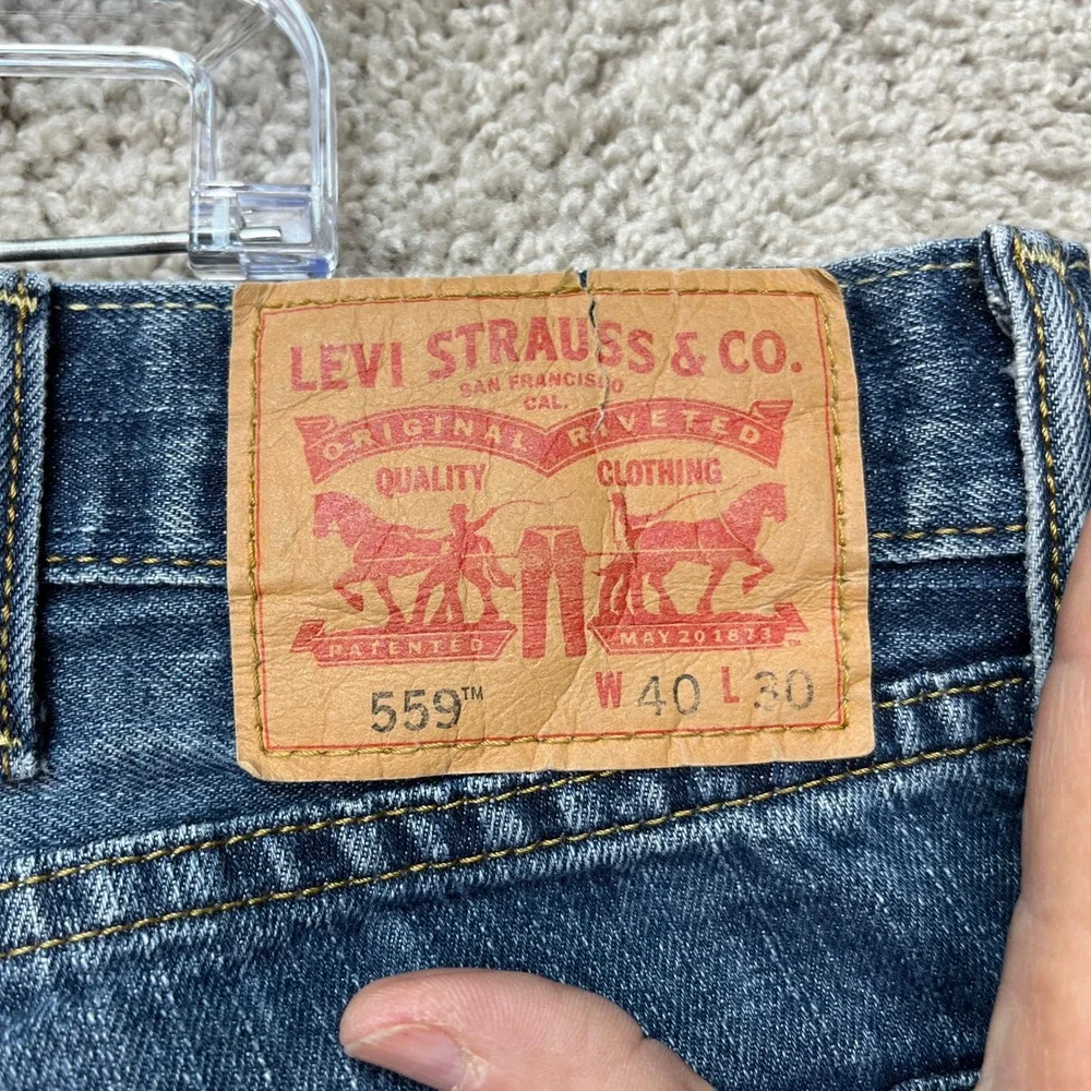 Levi 559 Relaxed Straight Jeans Mens 40x30 Medium Wash Denim 5-Pocket Twill
